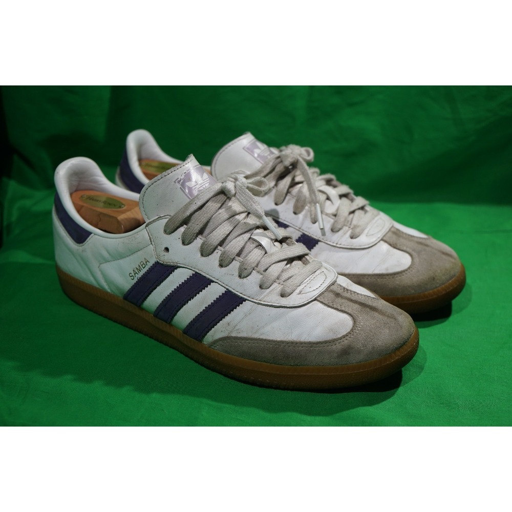 Adidas Originals‎ Samba OG Shoes Mens 10.5 White Purple Walking Sneakers